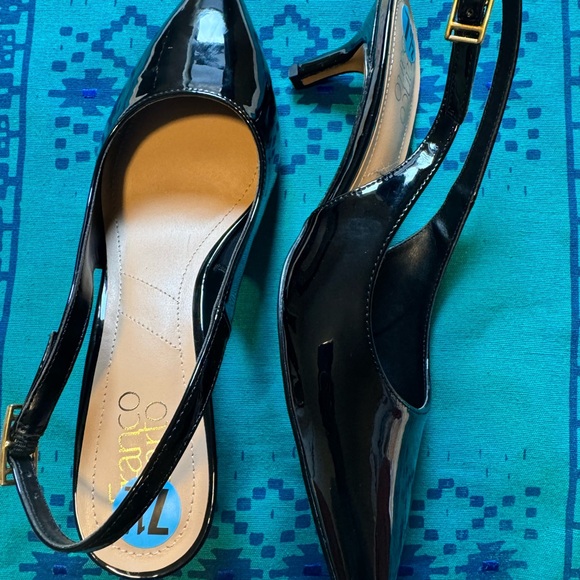 Franco Sarto Glossy Black Slingback Heels - Picture 3 of 6